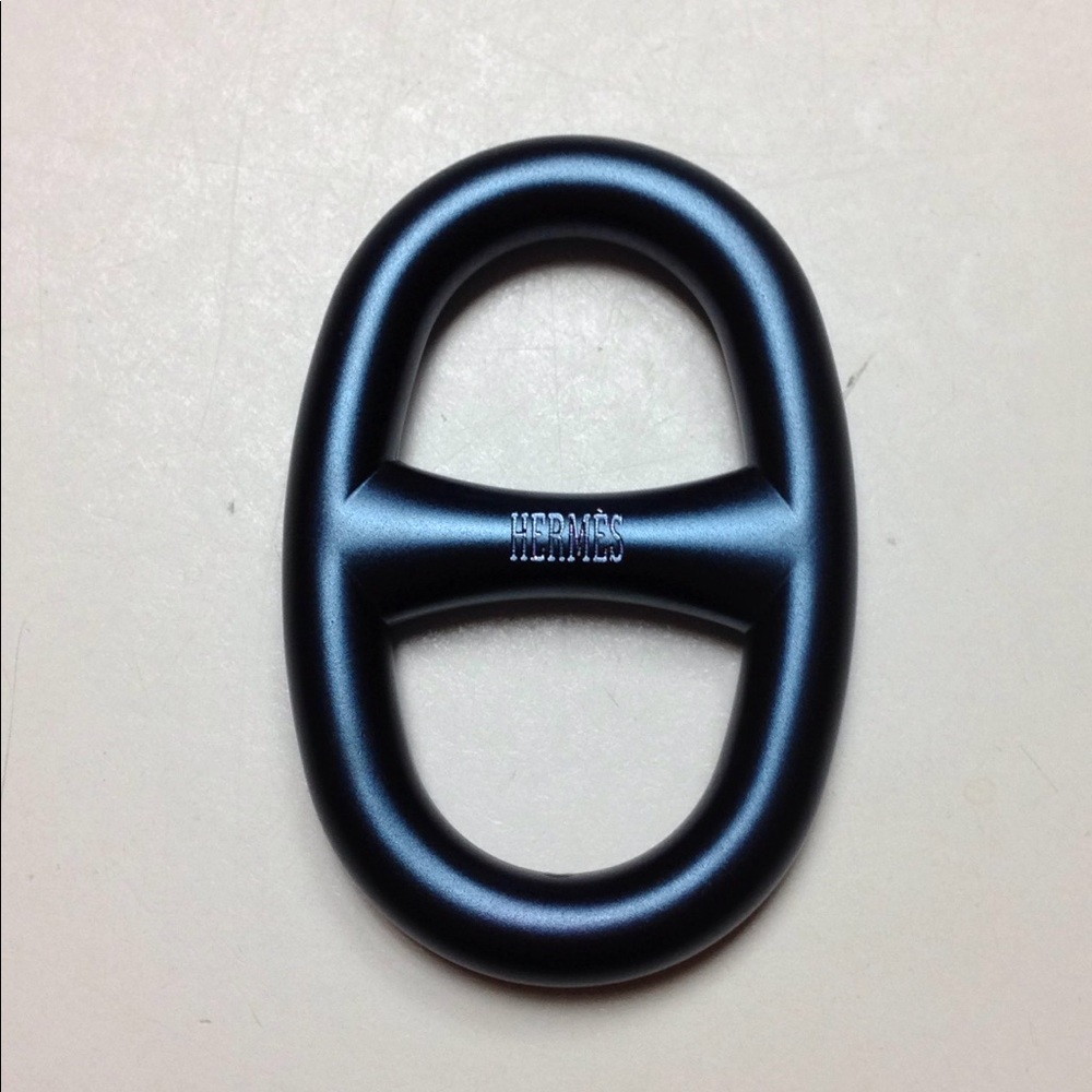 Hermes metallic dark blue chaine D'ancre scarfring